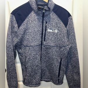Seattle Seahawks Heathered Navy Full-Zip Fleece Jacket Men’s Large Embroidered